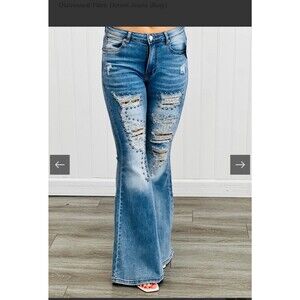 OLI & HALI JEANS leopard distressed flare jeans OLI and HALI OH Jeans OLI HALI S
